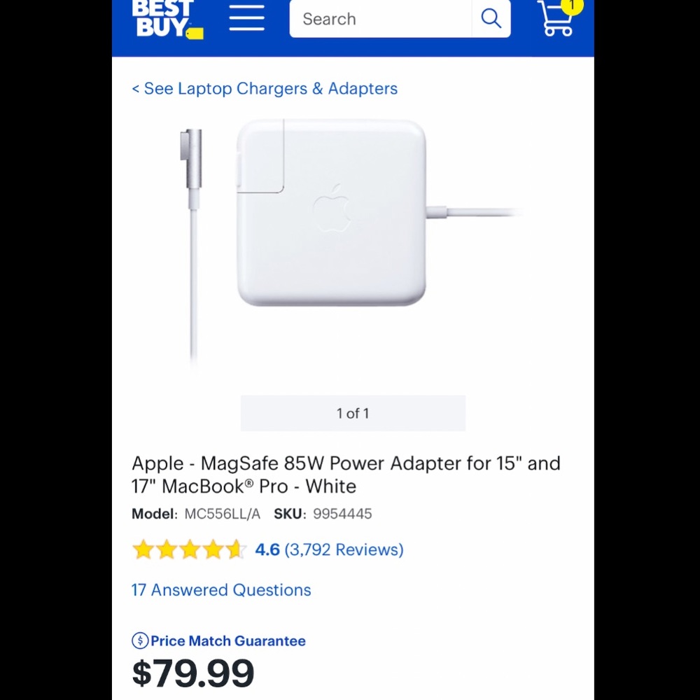 Appel MagSafe 85W Power Adapter for MacBook® Pro